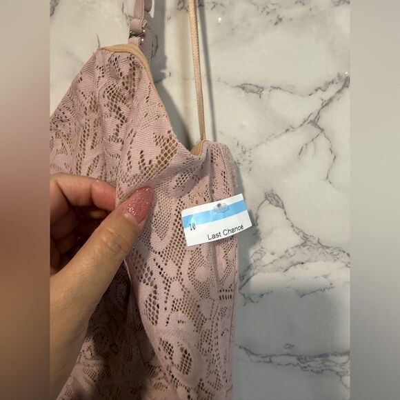 NEW DRESS THE POPULATION Leanne Floral Lace Overlay Soft Pink Bodycon Dress Sz M - Picture 4 of 9